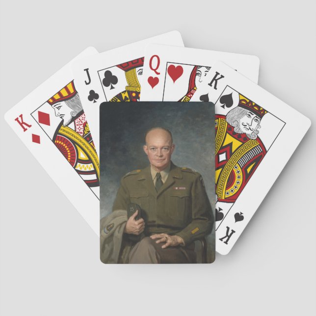 General Dwight Eisenhower 5 Star Painted Portrait Poker Cards (Back)