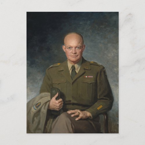 General Dwight Eisenhower 5 Star Painted Portrait Postcard
