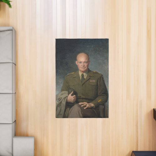 General Dwight Eisenhower 5 Star Painted Portrait Rug