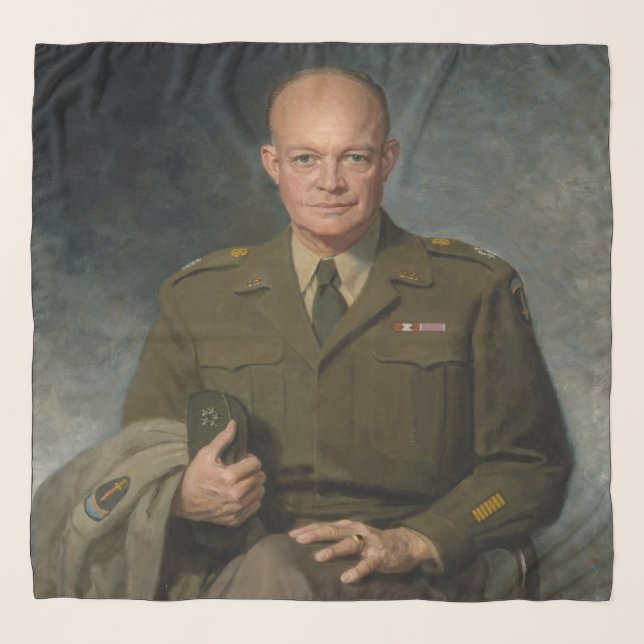 General Dwight Eisenhower 5 Star Painted Portrait Scarf (Front)