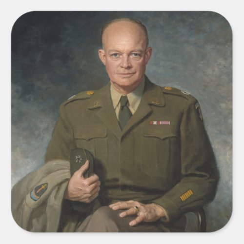 General Dwight Eisenhower 5 Star Painted Portrait Square Sticker