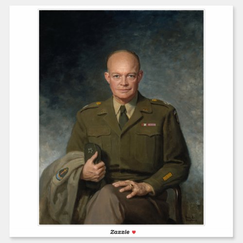 General Dwight Eisenhower 5 Star Painted Portrait Sticker