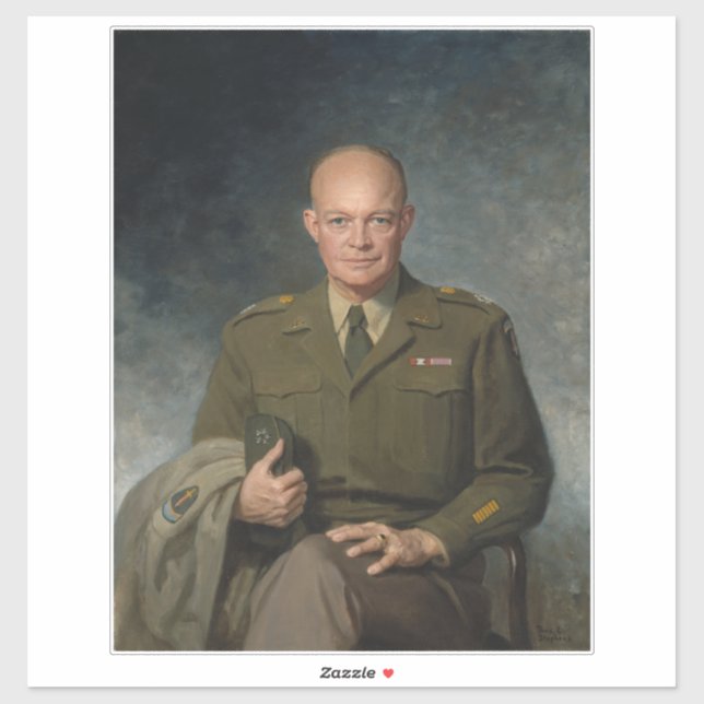General Dwight Eisenhower 5 Star Painted Portrait Sticker (Sheet)