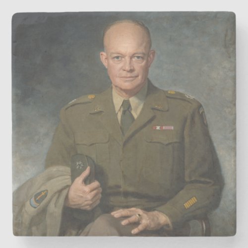 General Dwight Eisenhower 5 Star Painted Portrait Stone Coaster