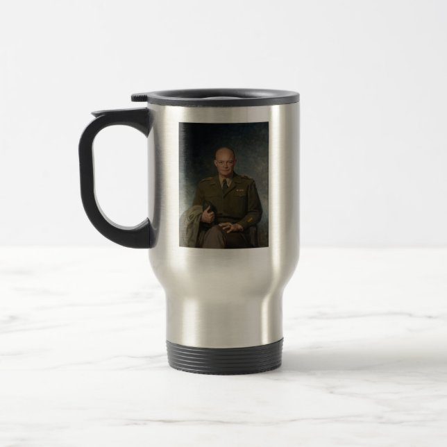 General Dwight Eisenhower 5 Star Painted Portrait Travel Mug (Left)