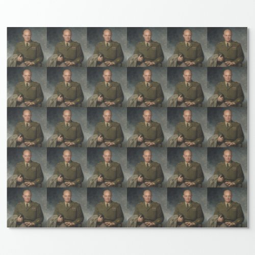 General Dwight Eisenhower 5 Star Painted Portrait Wrapping Paper