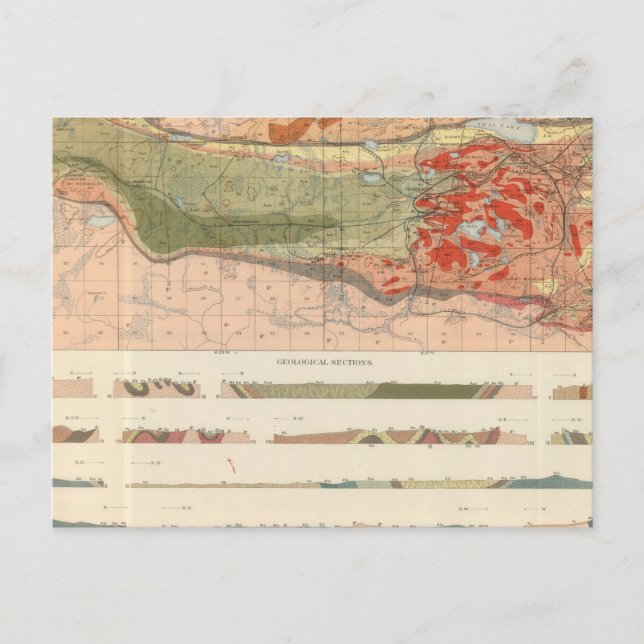General Geological Map of the Marquette District Postcard (Front)