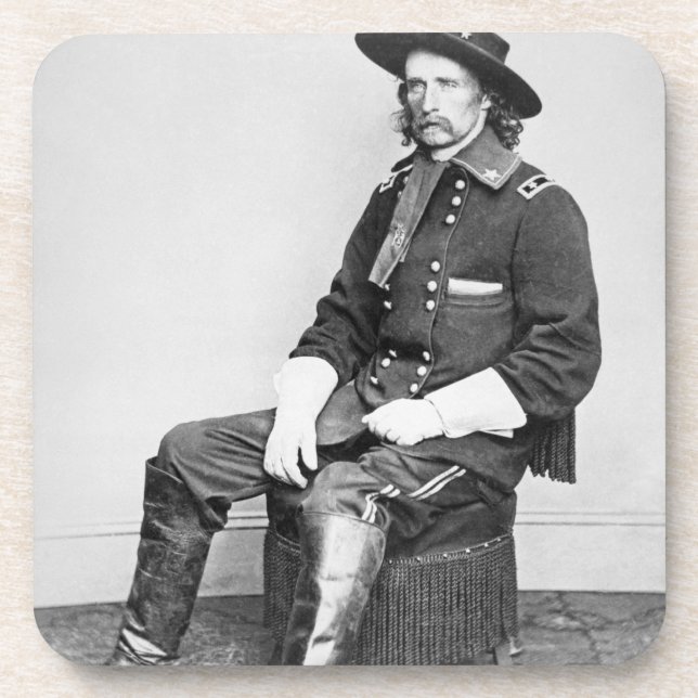 General George A. Custer (b/w photo) Drink Coaster (Front)