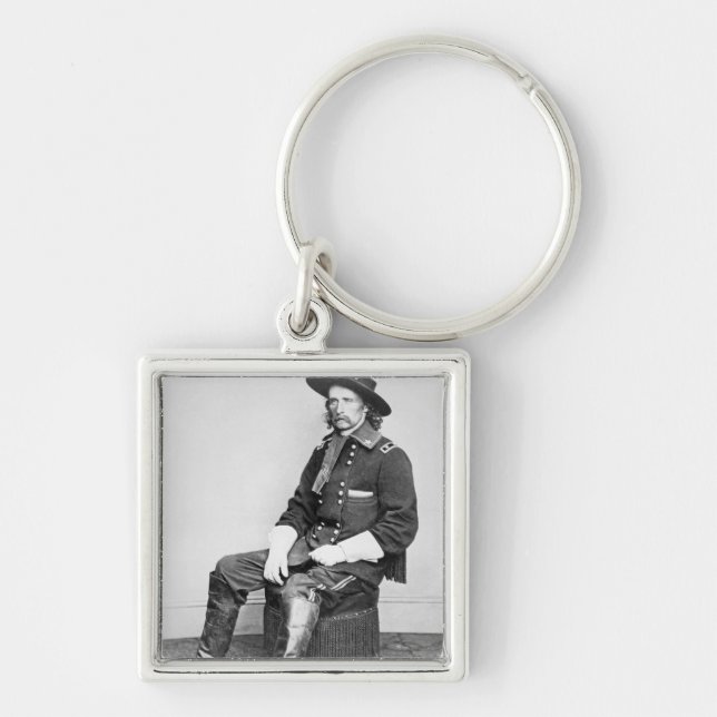 General George A. Custer (b/w photo) Keychain (Front)