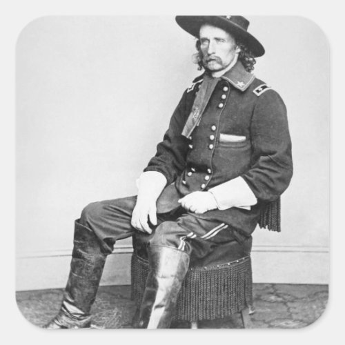 General George A Custer bw photo Square Sticker