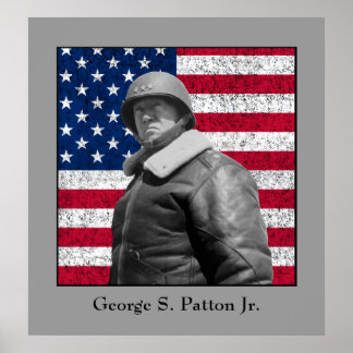 General George S. Patton and The U.S. Flag Poster