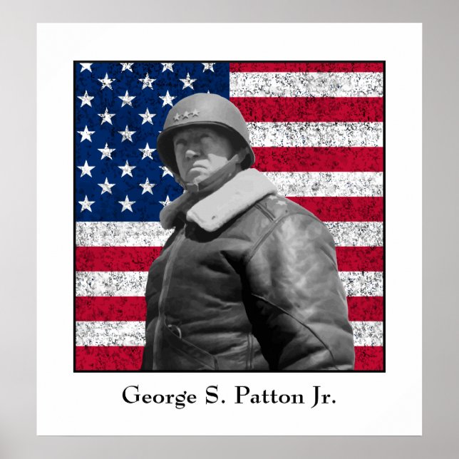 General George S. Patton and The U.S. Flag Poster (Front)