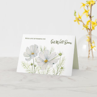 General Get Well Soon White Cosmos Card