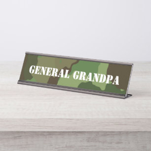General Grandpa Green Camouflage Name Template Desk Name Plate