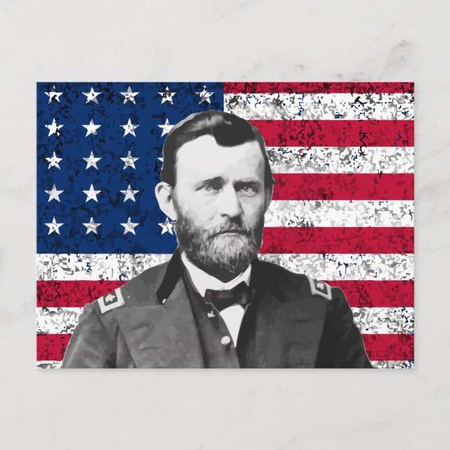 General Grant and The American Flag Postcard (Front)