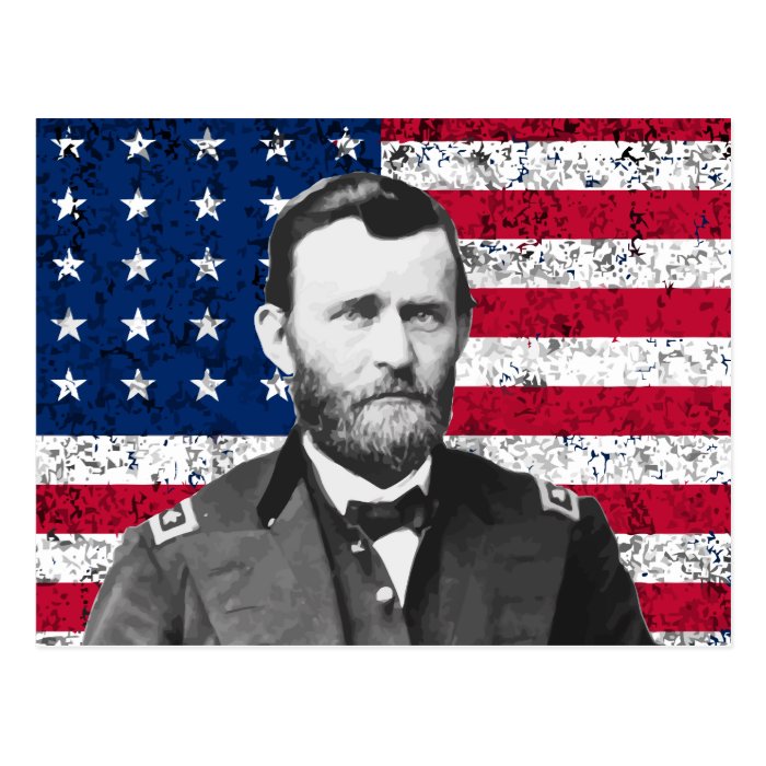 General Grant and The American Flag Postcards