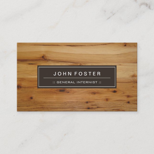 General Internist - Border Wood Grain Business Card (Front)
