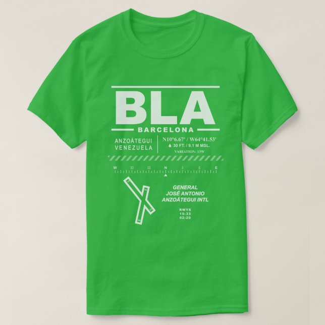 General José Antonio Anzoátegui Airport BLA TShrit T-Shirt (Design Front)