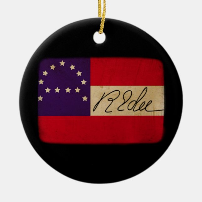 General Lee Headquarters Flag with Signature Ceramic Ornament (Front)