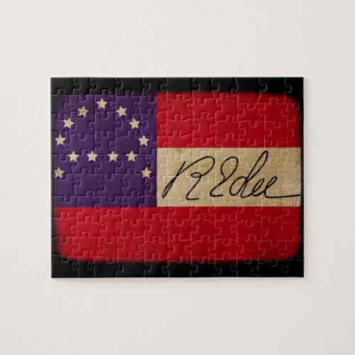 General Lee Headquarters Flag with Signature Jigsaw Puzzle