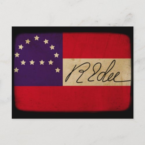 General Lee Headquarters Flag with Signature Postcard