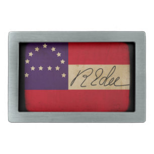 General Lee Headquarters Flag with Signature Rectangular Belt Buckle
