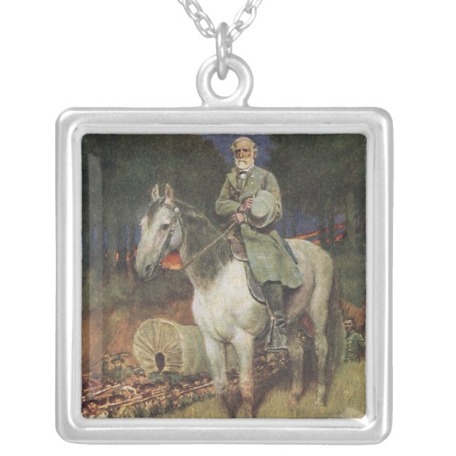 General Lee on his Famous Charger, 'Traveller' Silver Plated Necklace (Front)