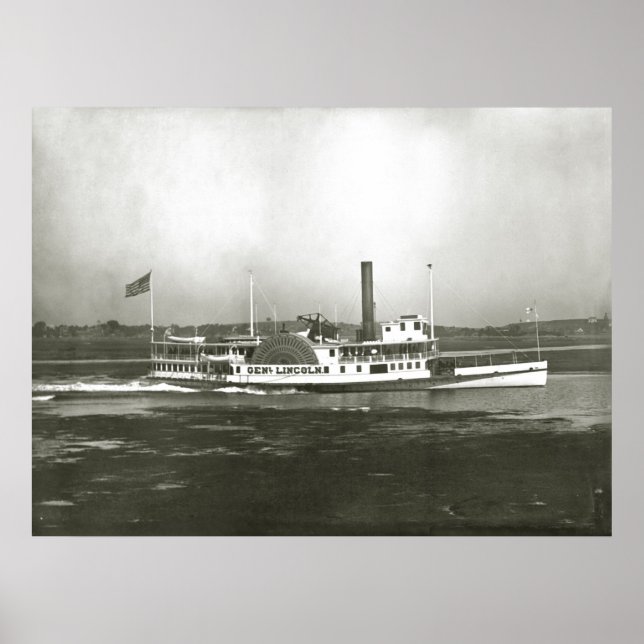 General Lincoln Steamboat off Massachusetts Coast Poster (Front)