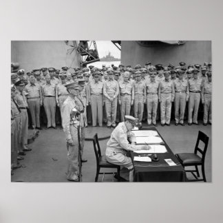 General MacArthur Signing The Japanese Surrender Poster