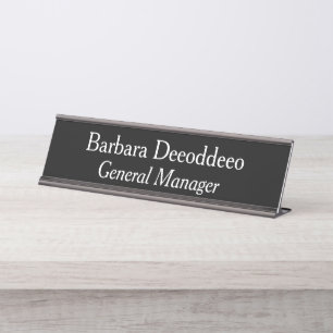 General Manager Black Desk Name Plate
