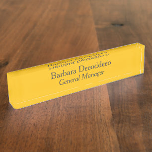 General Manager Yellow Acrylic Desk Name Plate