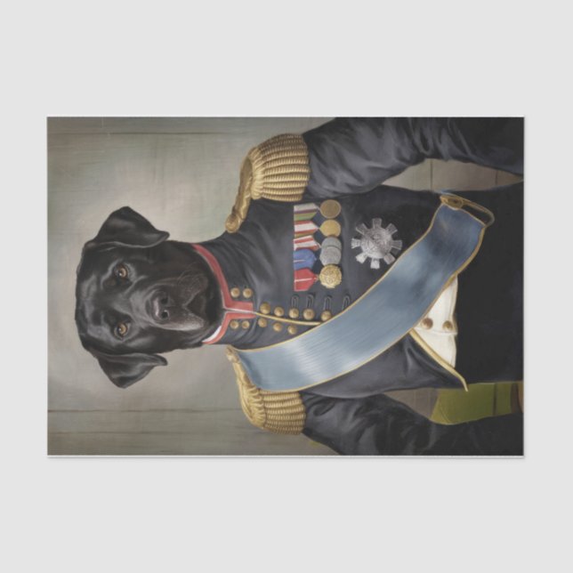 General Murphy, Black Lab in Military Uniform Tissue Paper (Front)