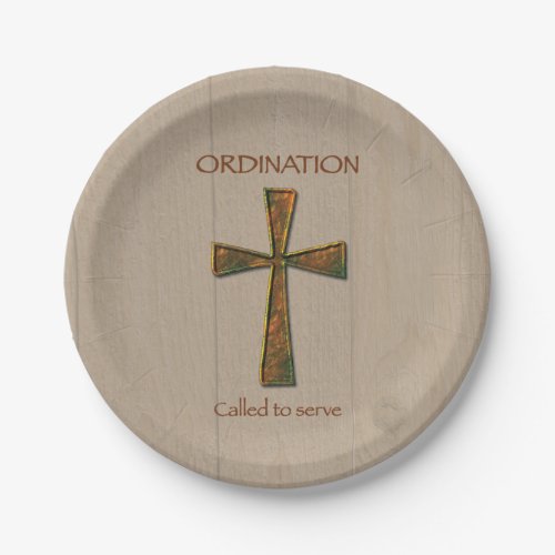 General Ordination Congratulations Metal Design C Paper Plates