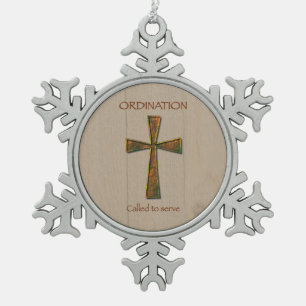General Ordination Congratulations, Metal Design C Snowflake Pewter Christmas Ornament