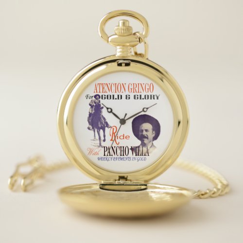 General Pancho Villa Mexican Hero Pocket Watch