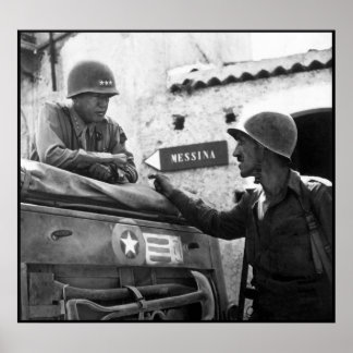 General Patton In Sicily -- Border Poster