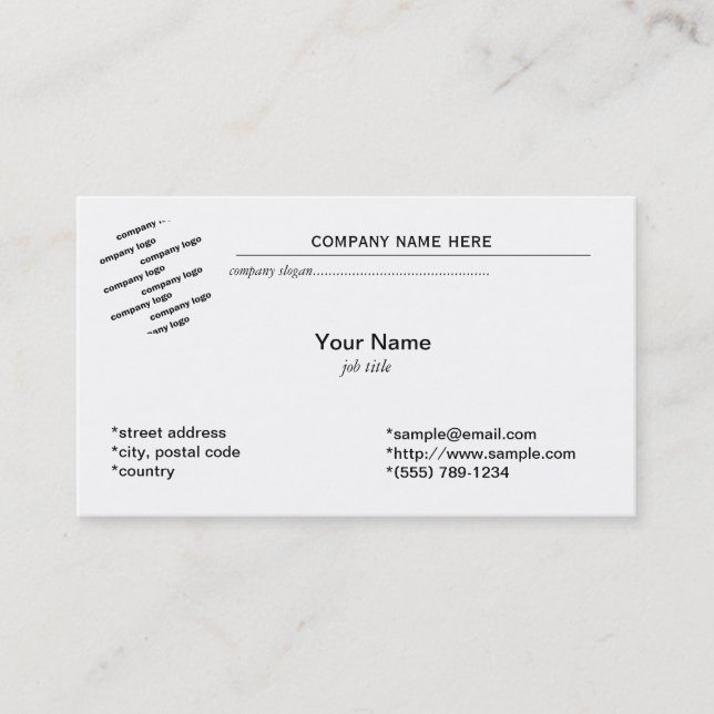 general plain white business card (Front)