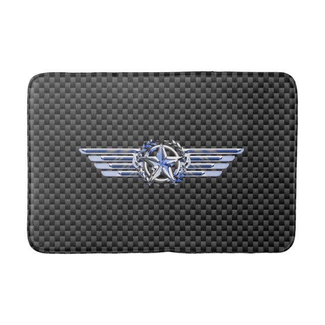 General Private Air Pilot Chrome Like Star Wings Bath Mat (Front)