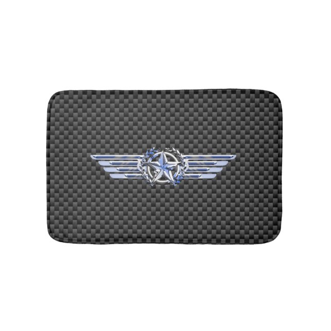 General Private Air Pilot Chrome Like Star Wings Bath Mat (Front)