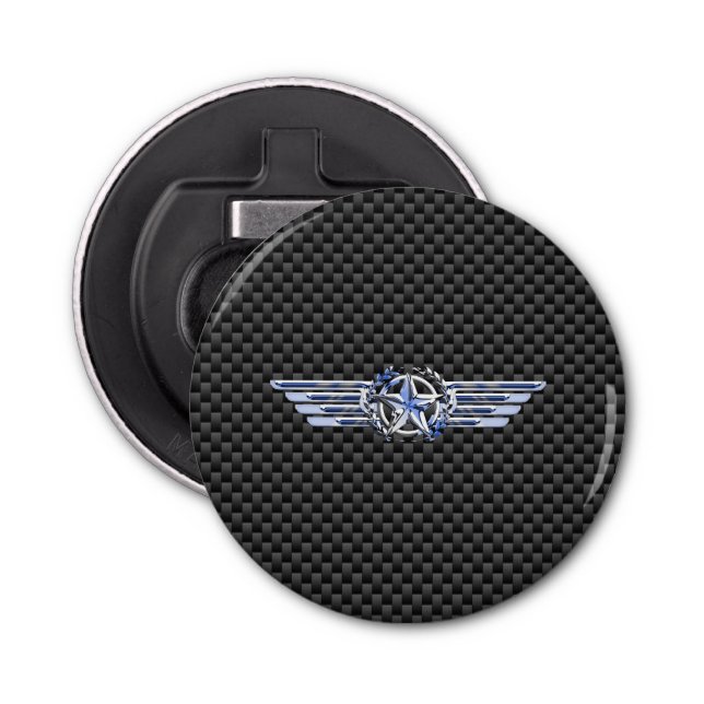 General Private Air Pilot Chrome Like Star Wings Bottle Opener (Front)