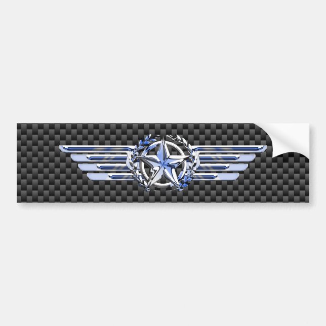 General Private Air Pilot Chrome Like Star Wings Bumper Sticker (Front)