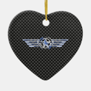 General Private Air Pilot Chrome Like Star Wings Ceramic Ornament