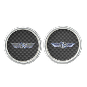 General Private Air Pilot Chrome Like Star Wings Cufflinks