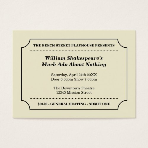 General purpose custom event admission ticket business card template