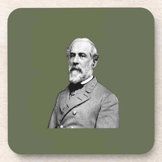 General ⚔️🎩 Robert E. Lee Army Green Drink Coaster (Front)