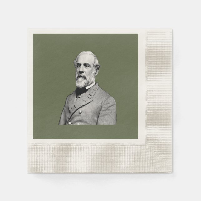  General ⚔️🎩 Robert E. Lee Army Green Paper Napkins (Front)