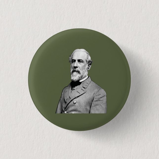 General ⚔️🎩 Robert E. Lee Army Green Pinback Button (Front)