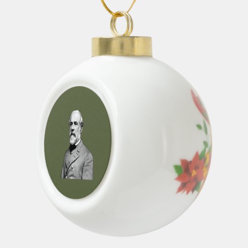 General Robert E Lee USA Army Green Ceramic Ball Christmas Ornament