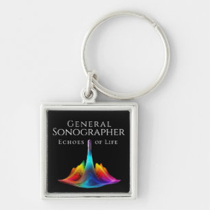 General Sonographer-Colorful Ultrasound Waves Keychain