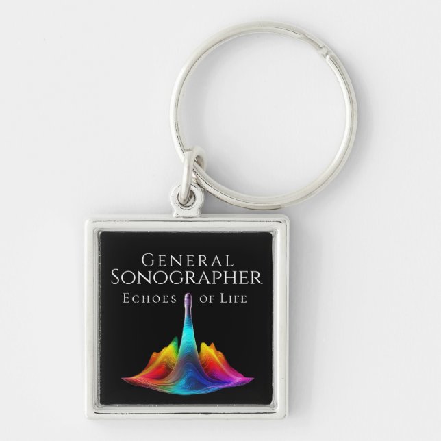 General Sonographer-Colorful Ultrasound Waves Keychain (Front)
